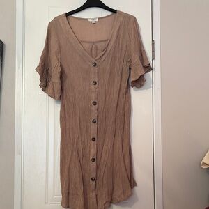 Brown Button-Down Dress
